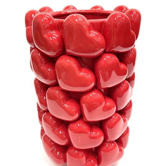 Large Multi Heart Ceramic Vase - 33cm