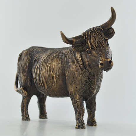 Highland Cow, Bronze Effect Sculpture by Harriet Glen - 13cm
