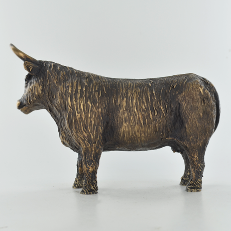 Highland Cow, Bronze Effect Sculpture by Harriet Glen - 13cm