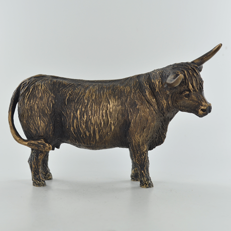 Highland Cow, Bronze Effect Sculpture by Harriet Glen - 13cm