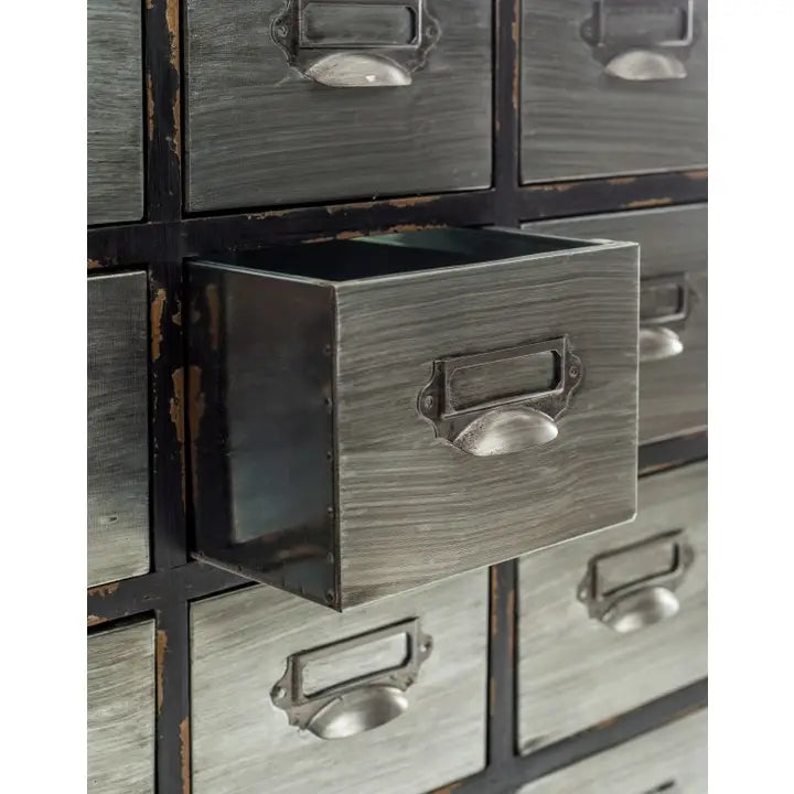 Brushed Steel Multi Drawer Apothecary Cabinet - 78cm