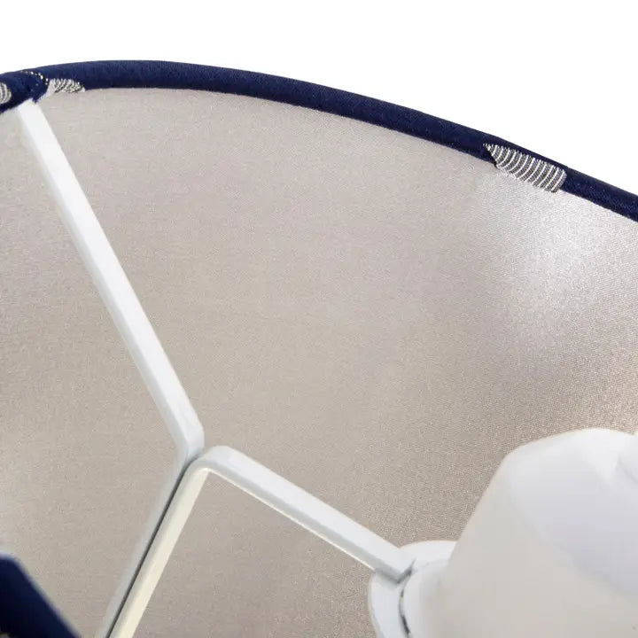 Modern Navy Midnight Blue Drum Lampshade with Off-White - 10"