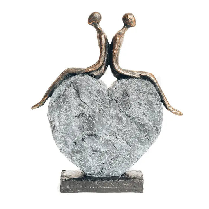 Couple On Heart Sculpture - 29cm