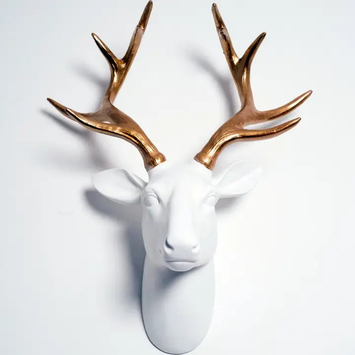 White and Gold Stag Head - 43cm
