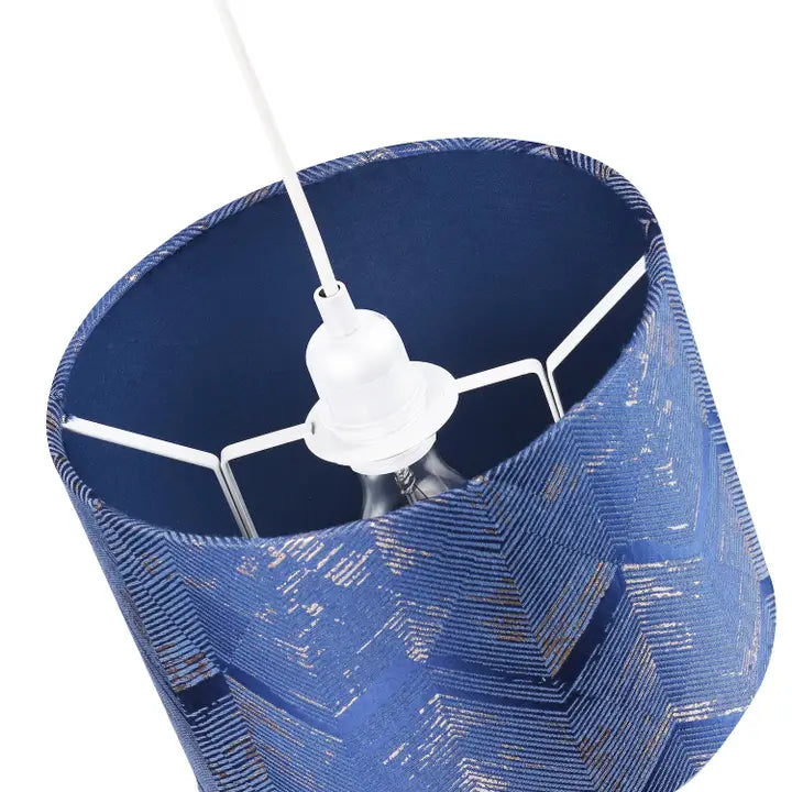 Contemporary Midnight Blue Drum Lamp Shade with Gold and Silver Metallic - 10"