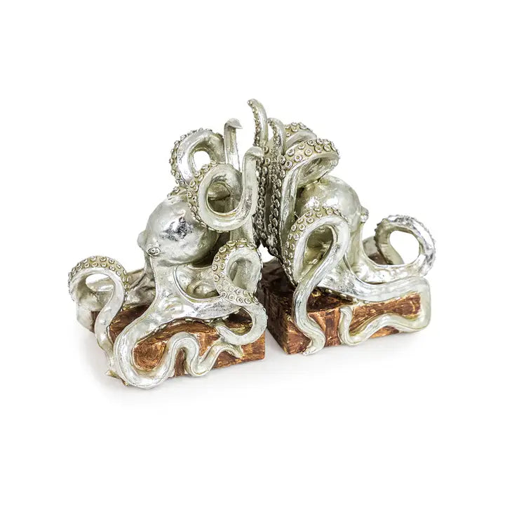 Silver Octopus Pair of Bookends - 20cm