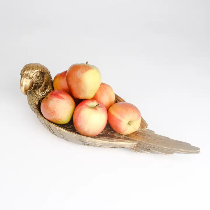 Antique Gold Parrot Dish - 37cm