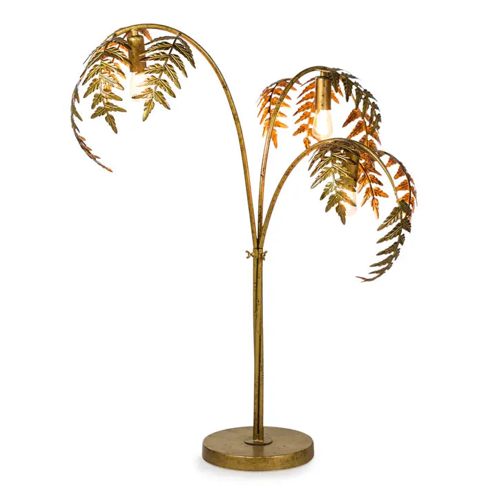 Antique Gold Palm Leaf Table Lamp - 86cm