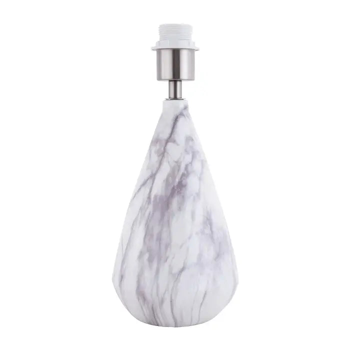 Marble Effect Ceramic Table Lamp Base with White Gloss Glazing and Chrome Trim - 37cm