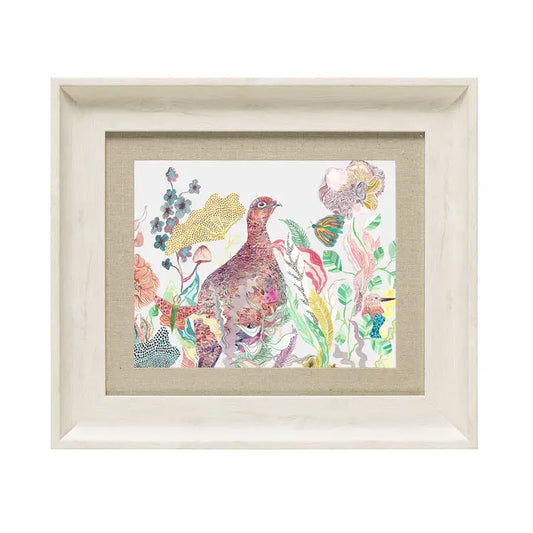 Lady Grouse Framed Print Linen - 33.6x38.6cm