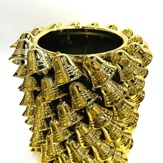 Ceramic Large Gold Plated Multi Bell Vase - 27cm