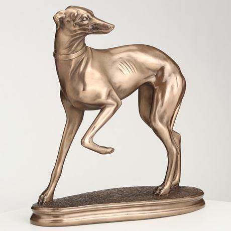 Standing Whippet, Cost Cast Bronze Sculpture by Beauchamp Bronze - 19cm