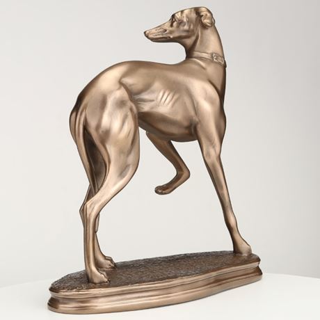 Standing Whippet, Cost Cast Bronze Sculpture by Beauchamp Bronze - 19cm