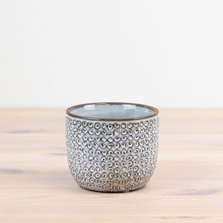White Patterned Planter - 14cm