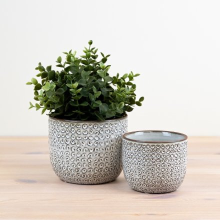 White Patterned Planter - 14cm