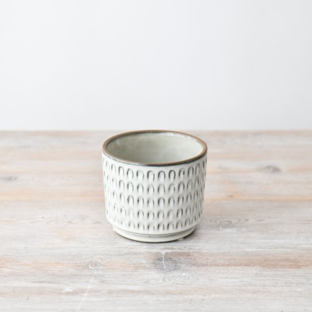 Grey Patterned Planter - 11cm