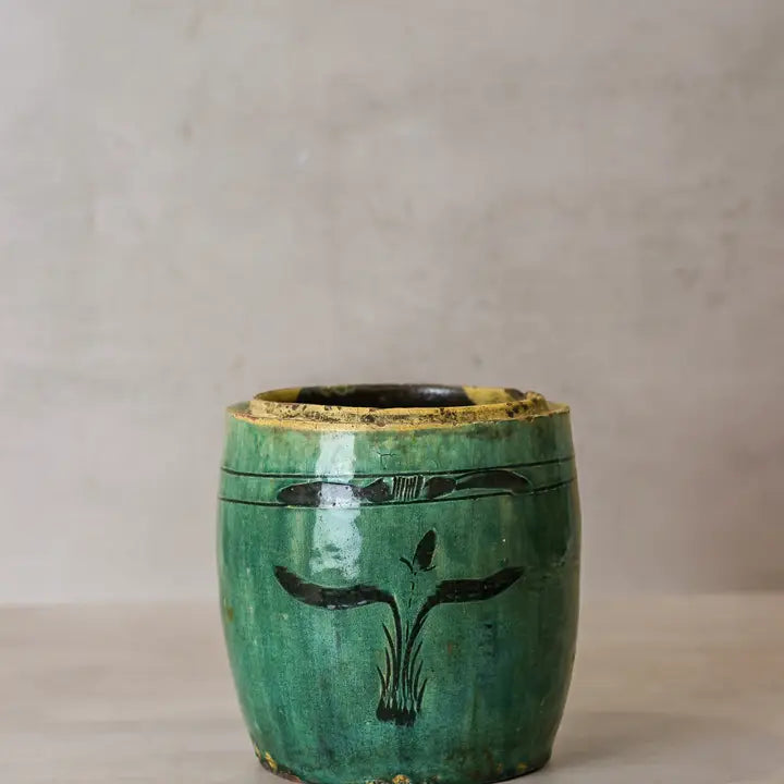 Vintage Emerald Green Pot - 21cm