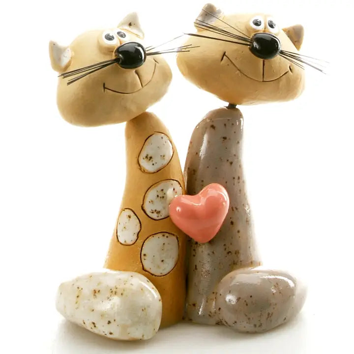 Handcrafted Ceramic Magical Cat Couple - 5cm