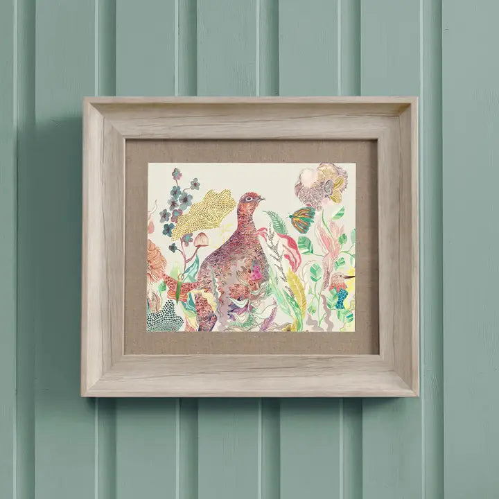 Lady Grouse Framed Print Linen - 33.6x38.6cm