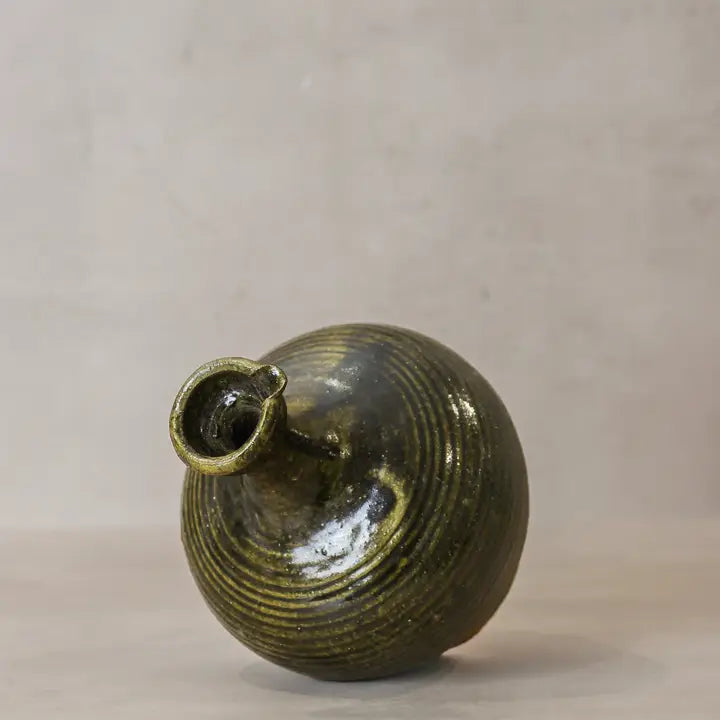 Glazed Bottle Vase Olive Green - 25cm
