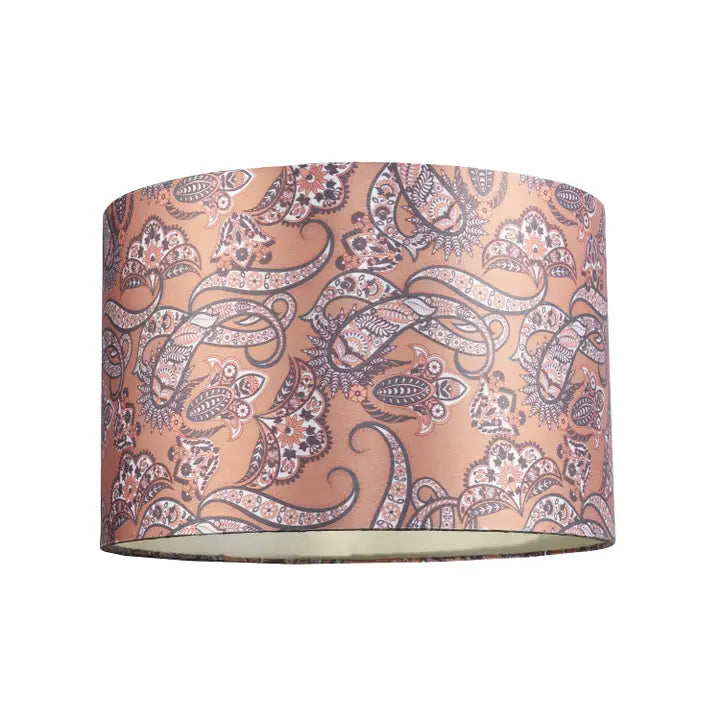 Oriental Ethnic Print Satin Fabric Lamp Shade - 12"