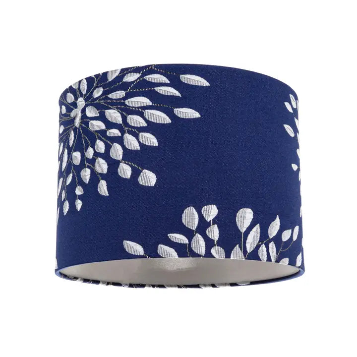 Modern Navy Midnight Blue Drum Lampshade with Off-White - 10"