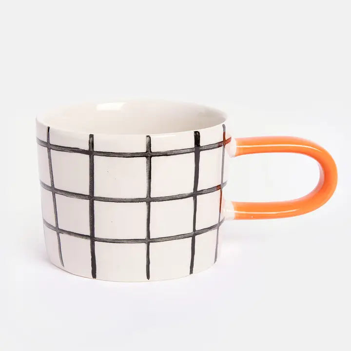 Mono Grid Mug by Caroline Gardner - Set of 4 - 14.5cm