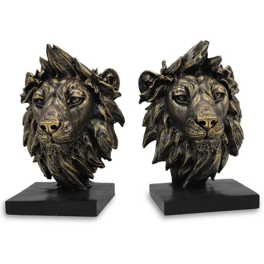 Lion Head Bookends