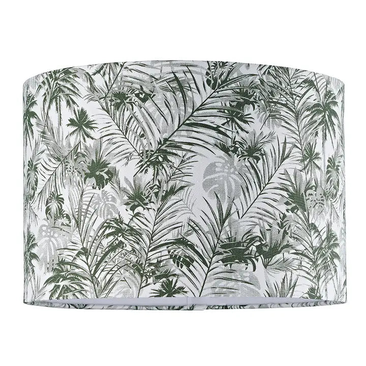 Stylish Forest Green Palm Tree Decorated 12" Linen Fabric Lamp Shade