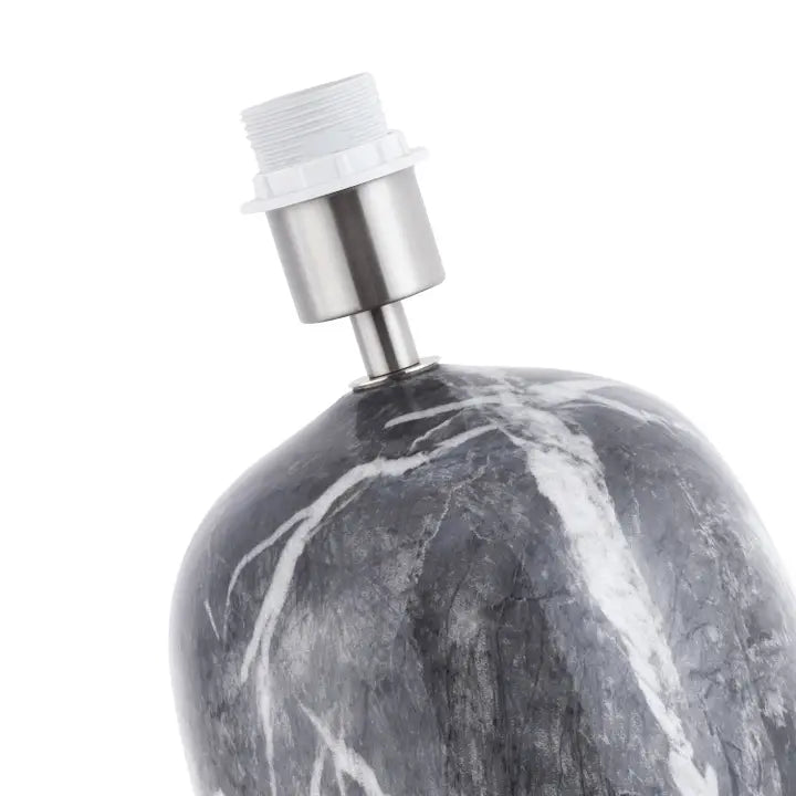 Marble Effect Ceramic Table Lamp Base with Gloss Glazing and Satin Nickel Trim - 38cm