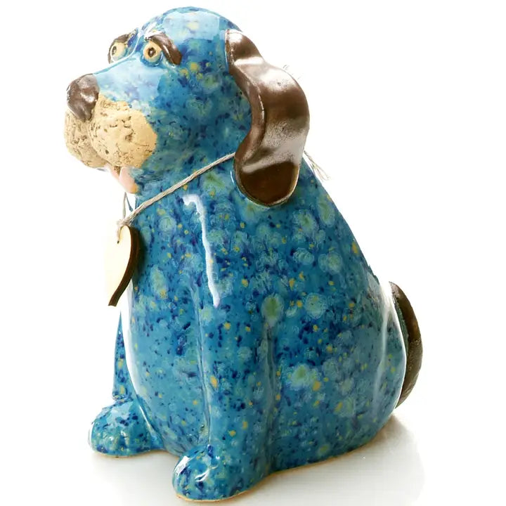 Puppy Dog Ceramic Figurine in Blue - 16cm