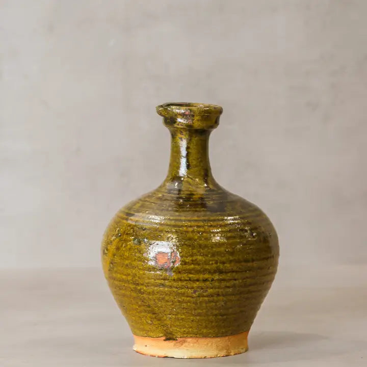 Glazed Bottle Vase Bronze Leaf - 26cm