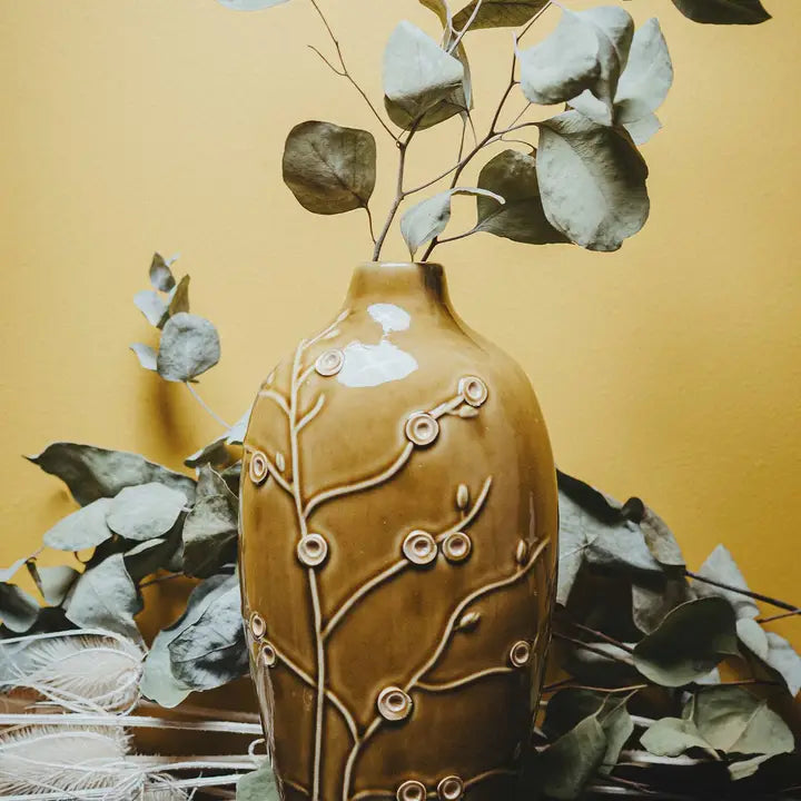 Mustard Floral Vase - 26cm