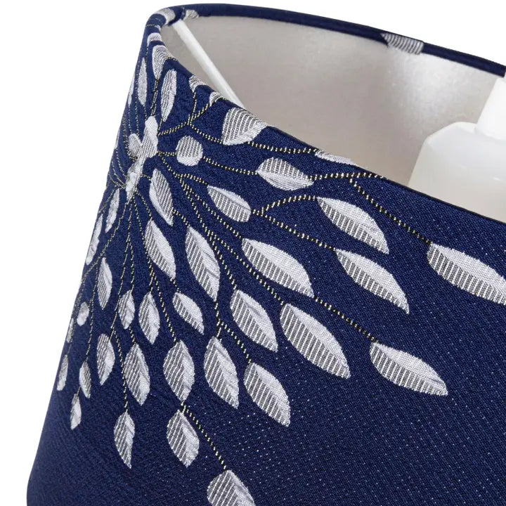 Modern Navy Midnight Blue Drum Lampshade with Off-White - 10"