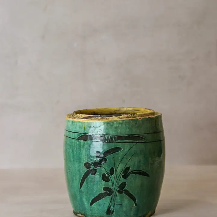 Vintage Emerald Green Pot - 21cm