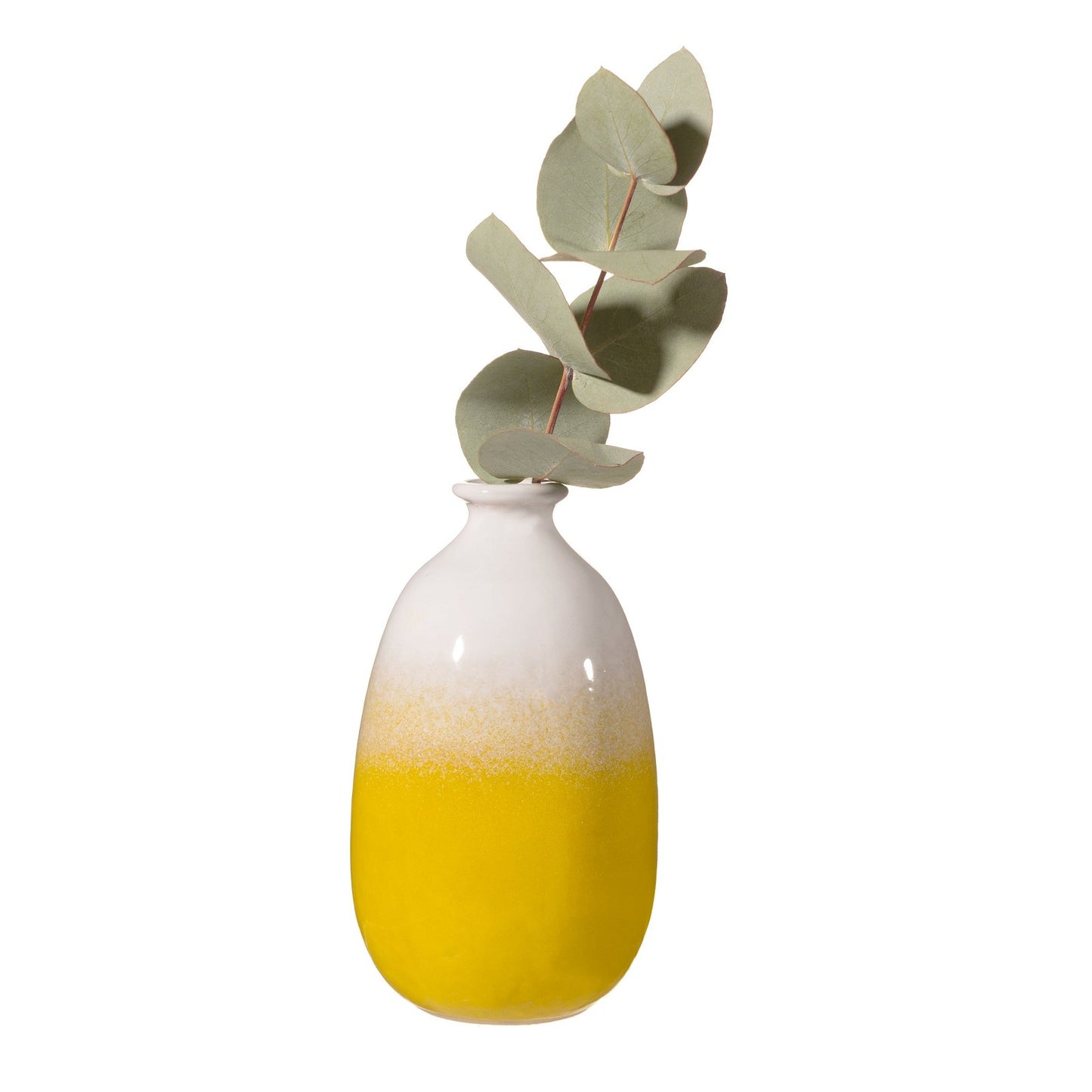 Ceramic Glazed Yellow Vase - 12cm