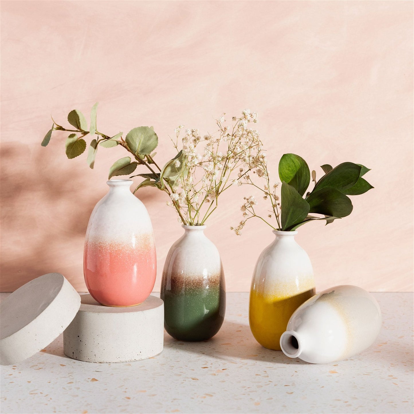 Ceramic Glazed Yellow Vase - 12cm