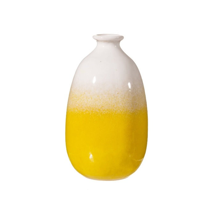 Ceramic Glazed Yellow Vase - 12cm