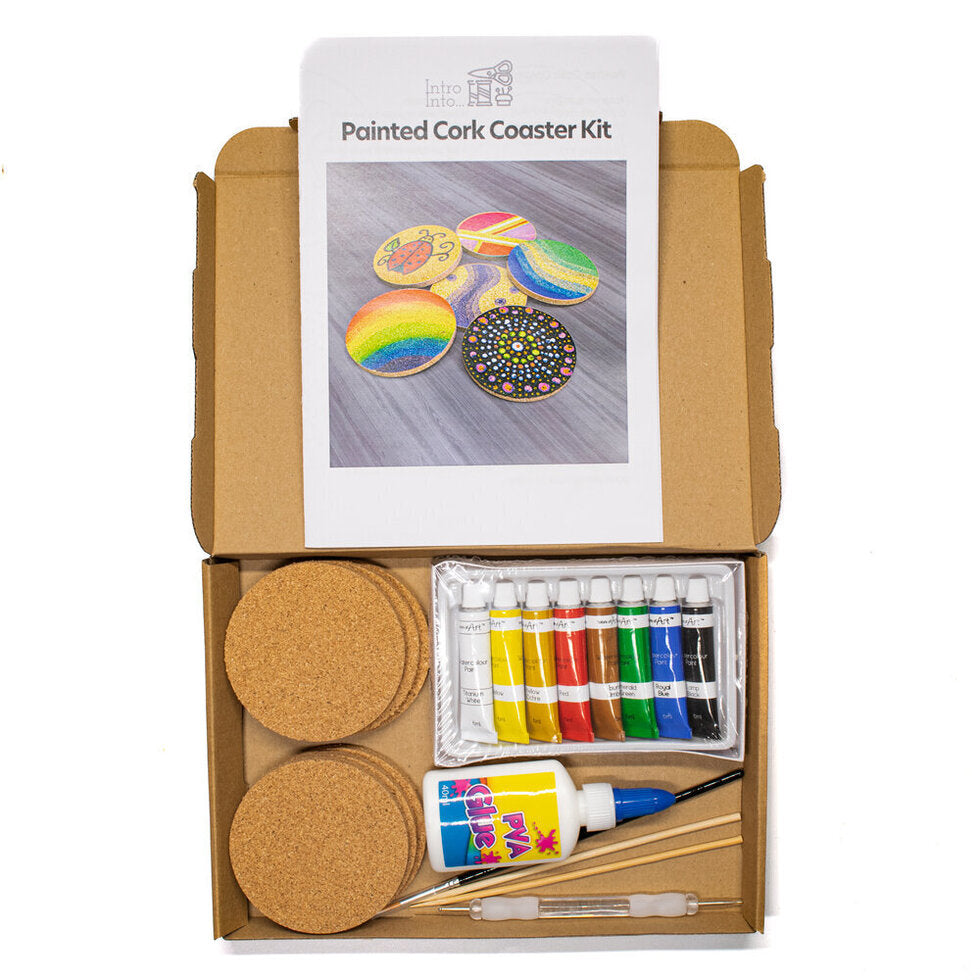 Introductory Cork Coasters Painting Kit - Painted Cork Coasters