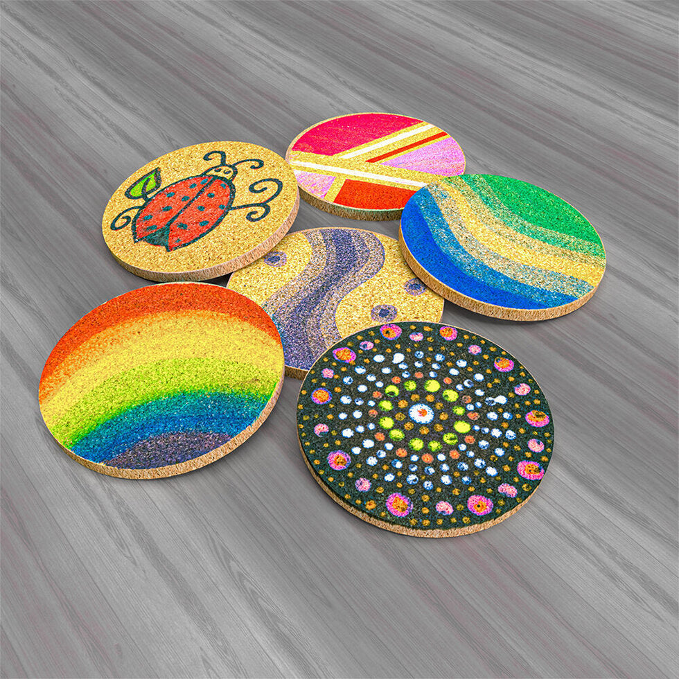 Introductory Cork Coasters Painting Kit - Painted Cork Coasters