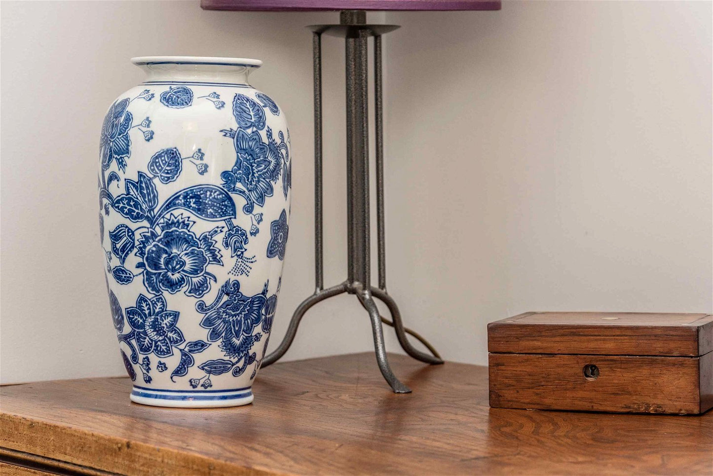 Blue and White Anemone Vase - 31.5cm