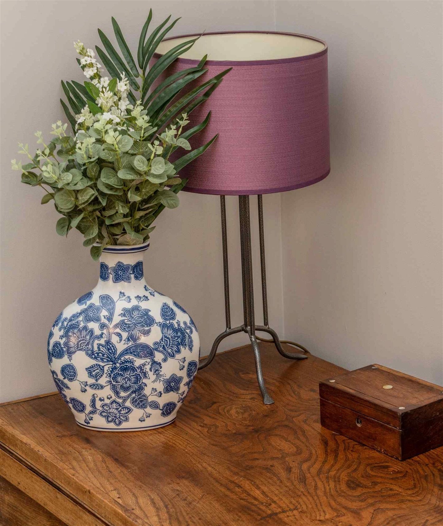 Blue and White Anemone Bottle Vase - 31cm