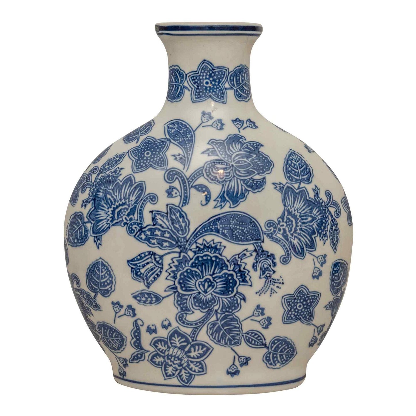 Blue and White Anemone Bottle Vase - 31cm