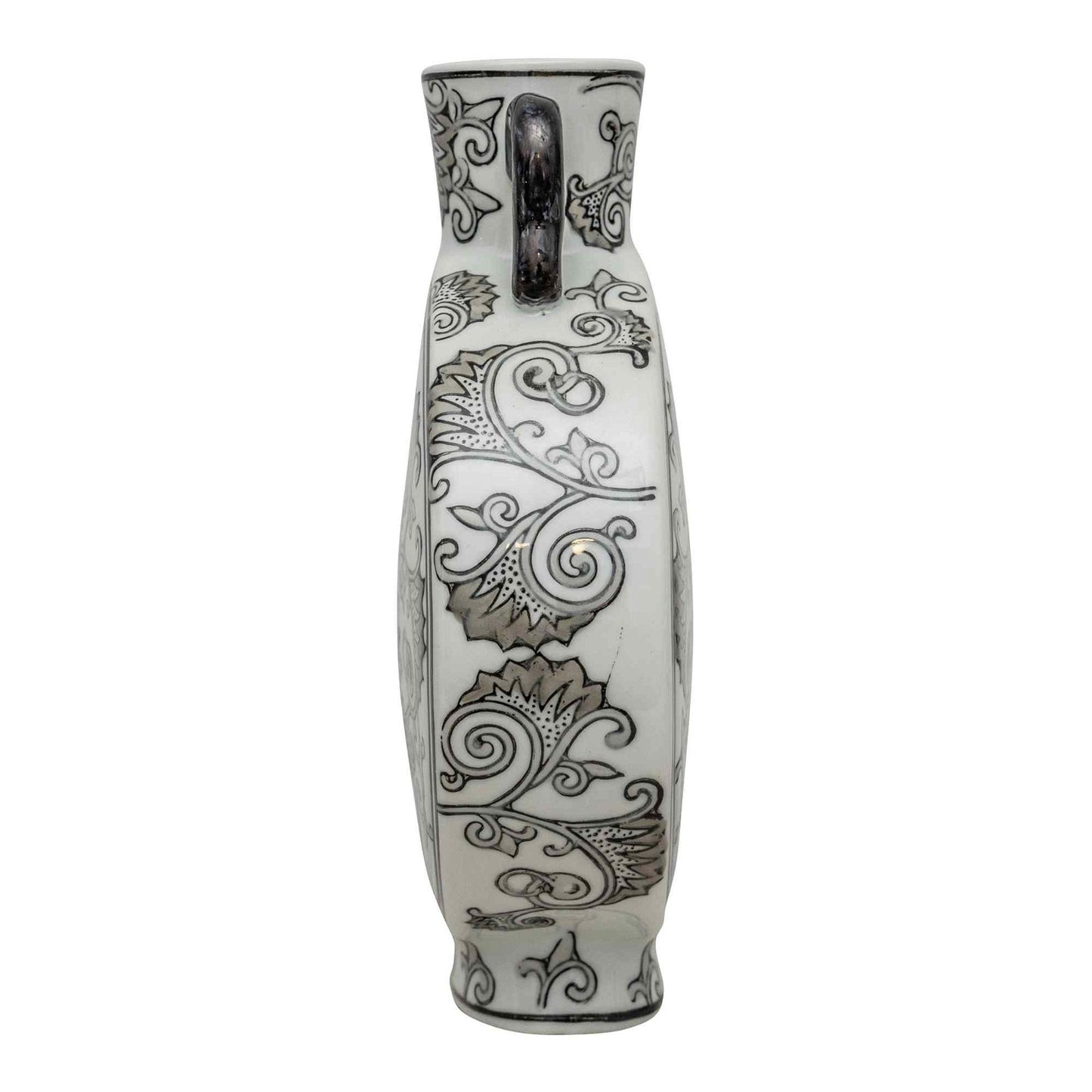 Angel Trumpet Floral Black and White Vase - 31.5cm