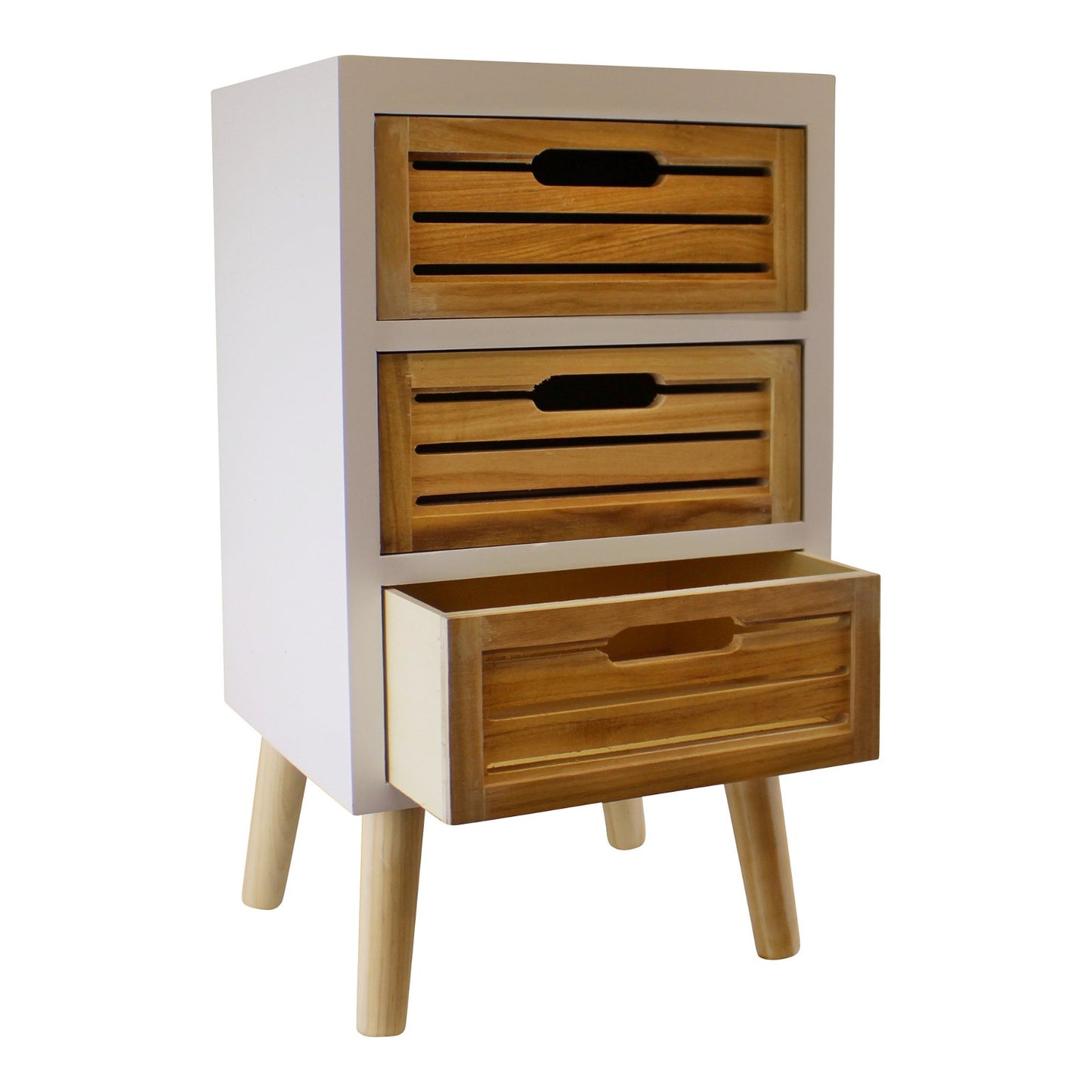 Triple Drawer White Wooden Standing Unit - 59cm