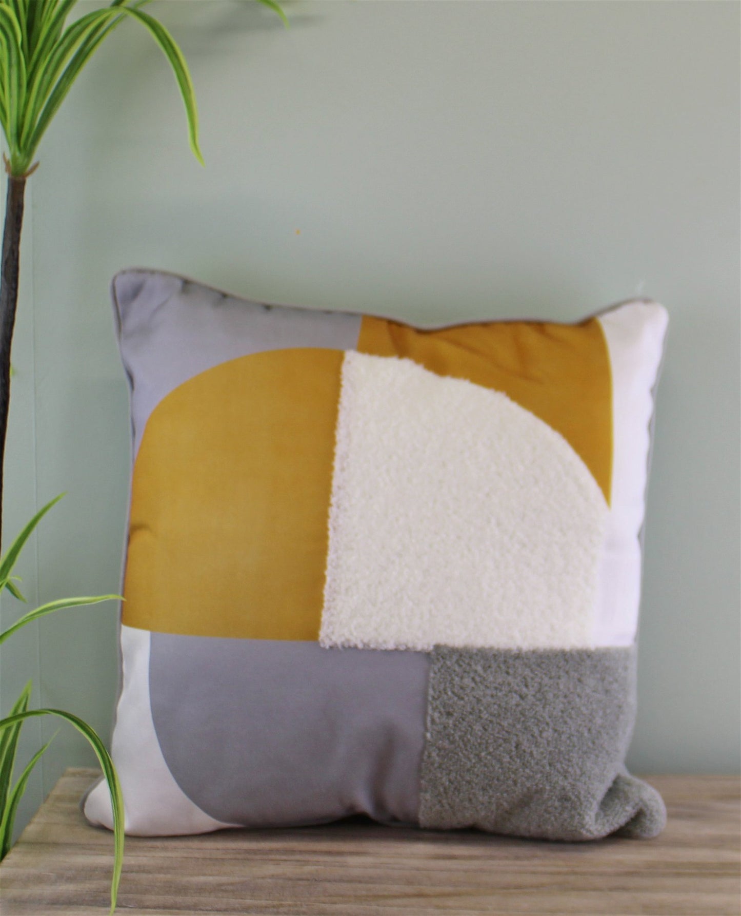 Multi Textured Abstract Block Cushion - 40cm