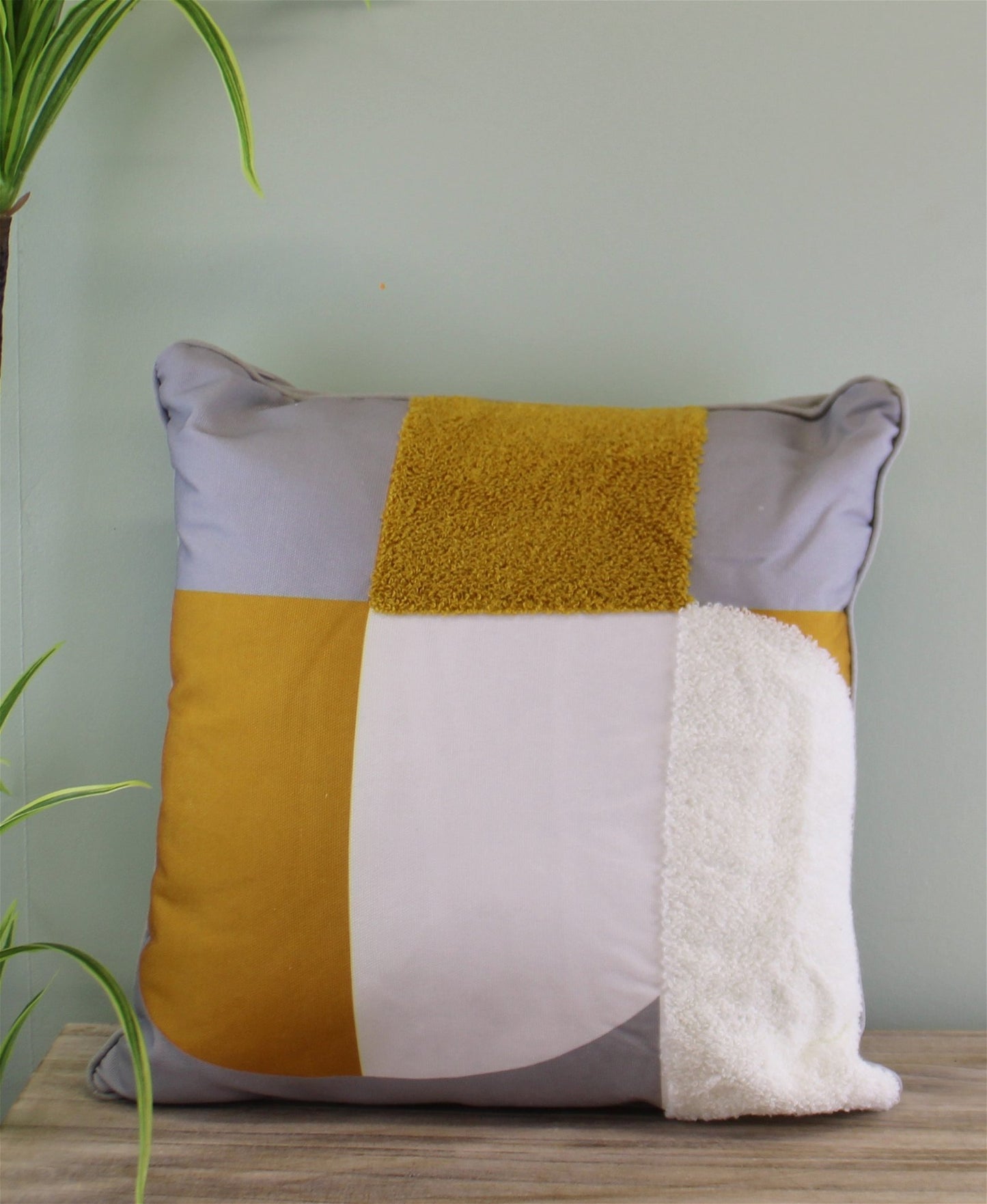 Multi Textured Abstract Block Cushion - 40cm