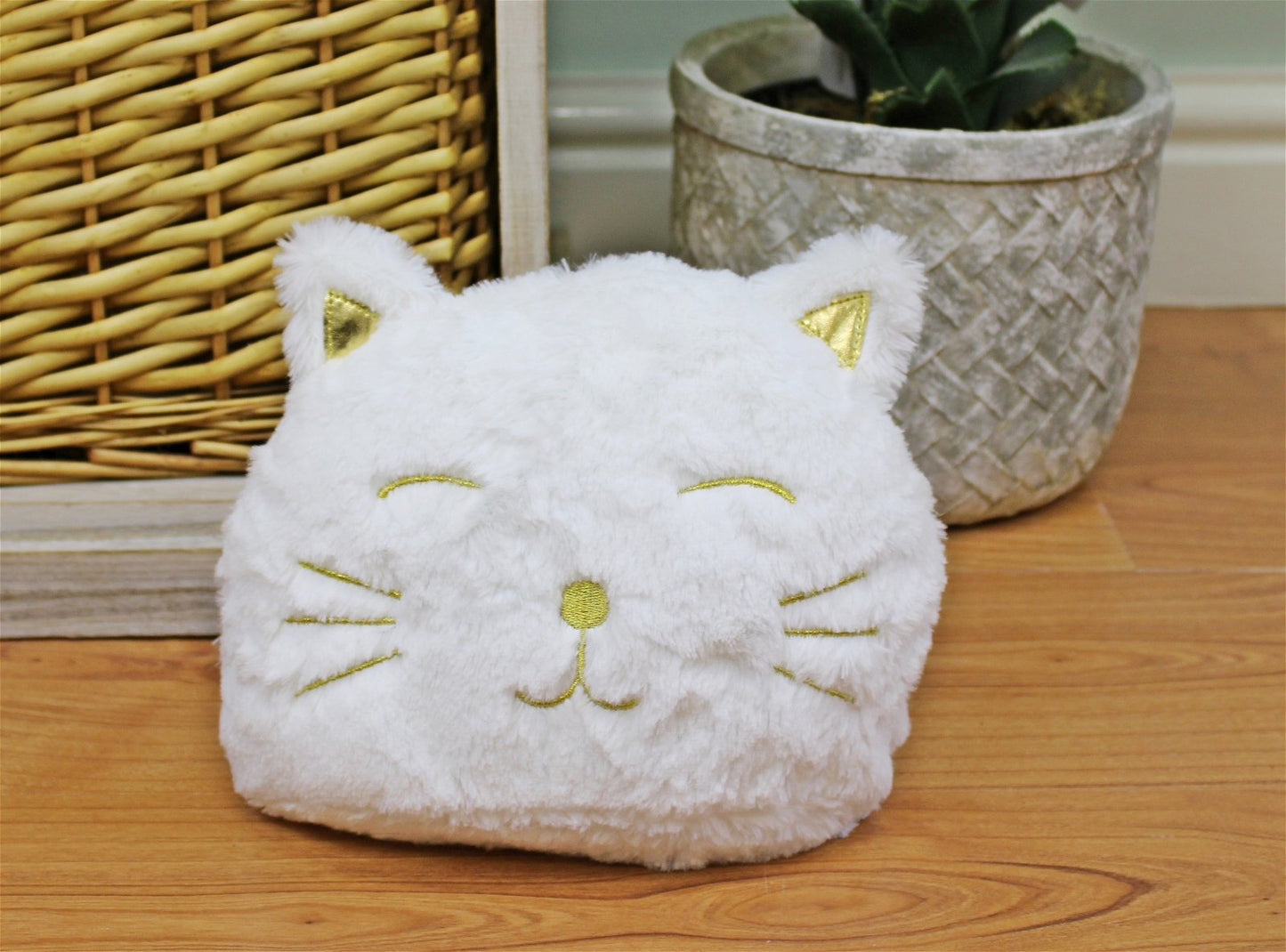 White Fluffy Cat Door Stop - 22cm