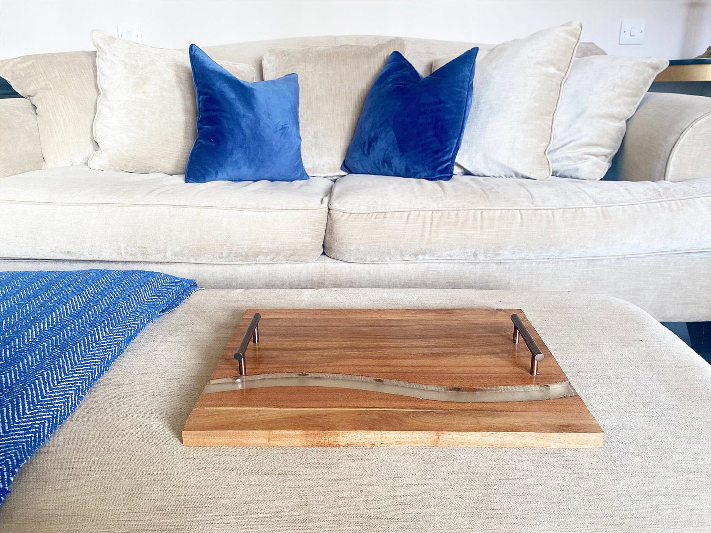 Acacia Wood Tray With Handles - 46cm