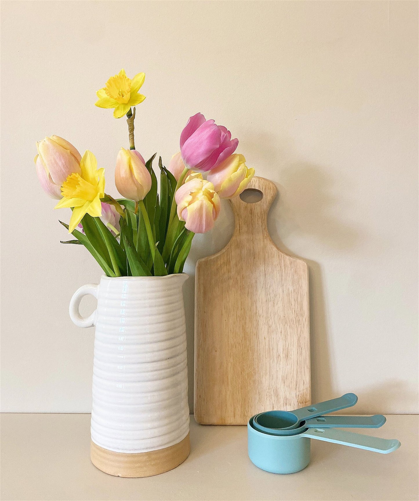 White Porcelain Ribbed Jug - 21cm